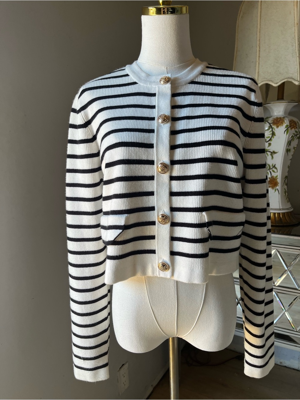 NA-KD Boxy Knitted Striped Cardigan
